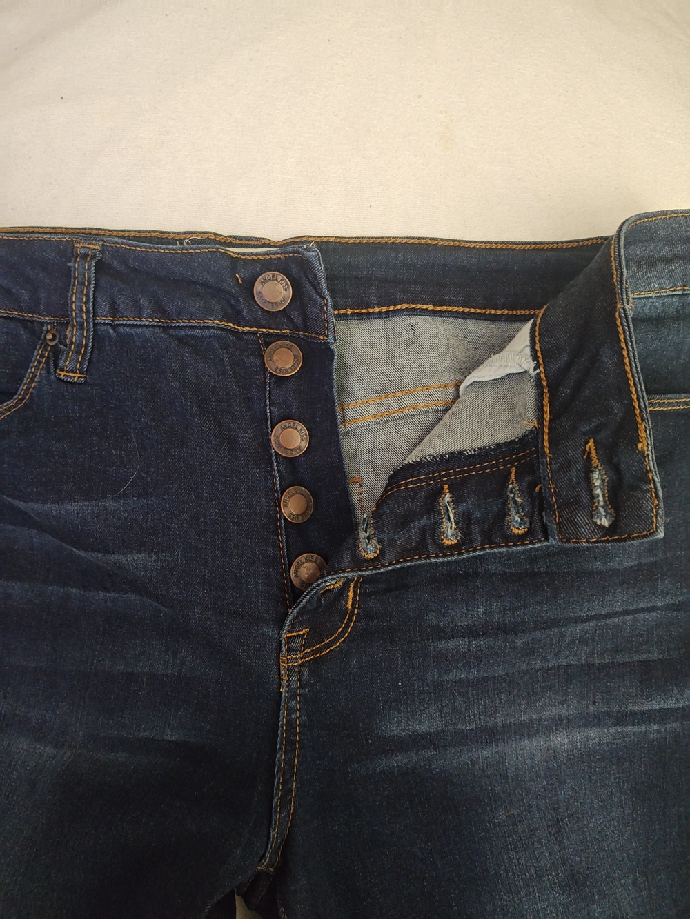 Angel Kiss Women's Slim Dark Blue Button-Fly Jeans